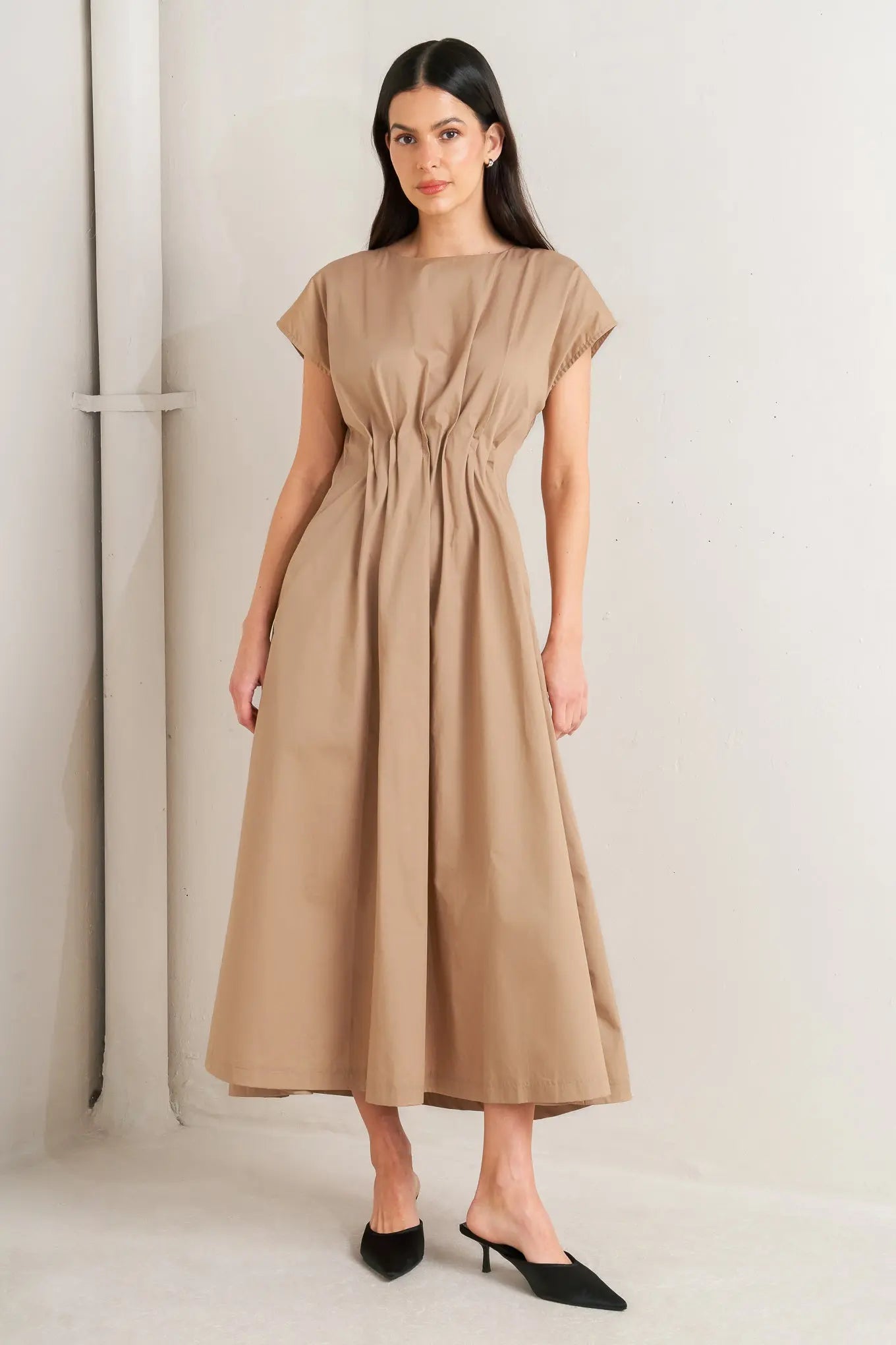 NOVA SAND WOVEN MIDI DRESS Flying Tomato