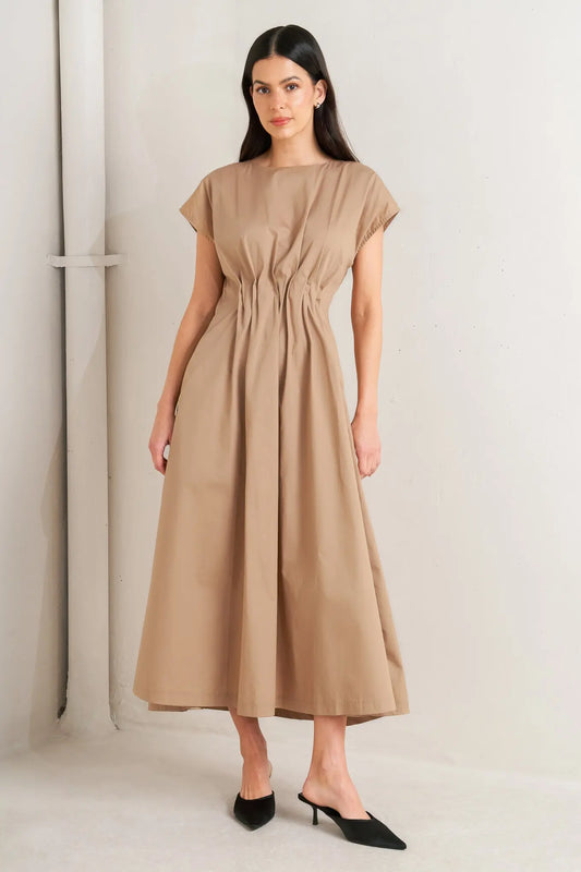 NOVA SAND WOVEN MIDI DRESS Flying Tomato