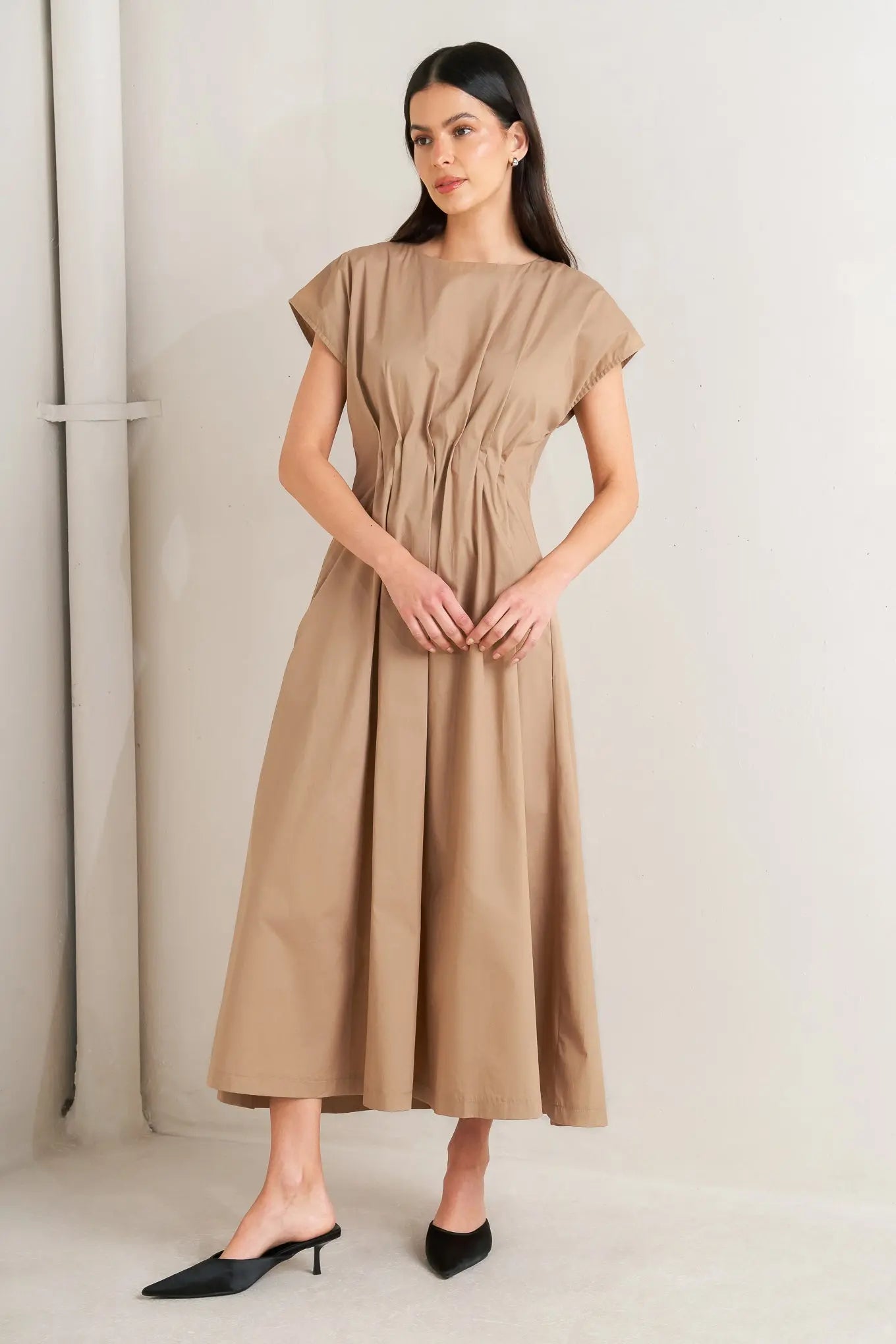 NOVA SAND WOVEN MIDI DRESS Flying Tomato