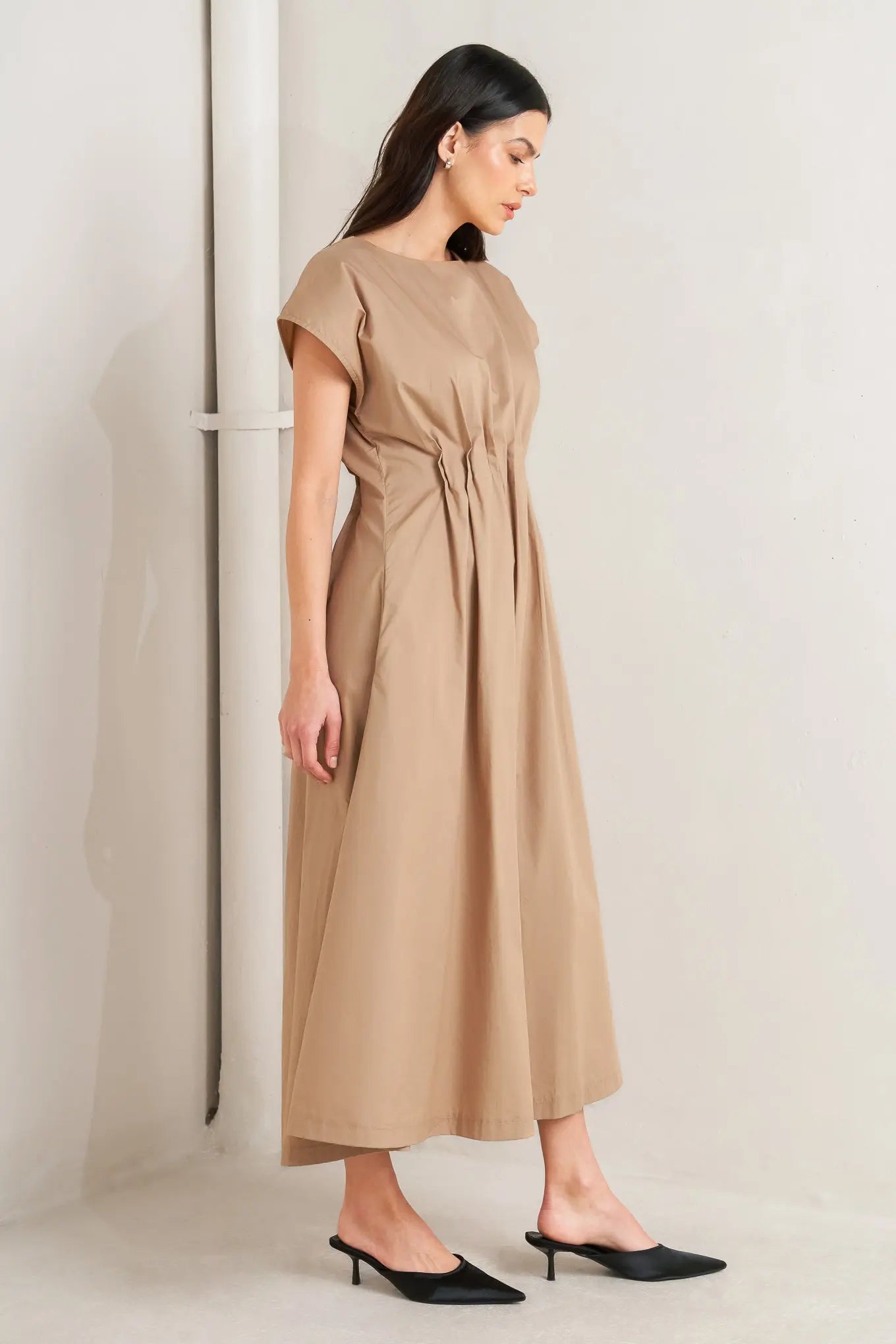 NOVA SAND WOVEN MIDI DRESS Flying Tomato