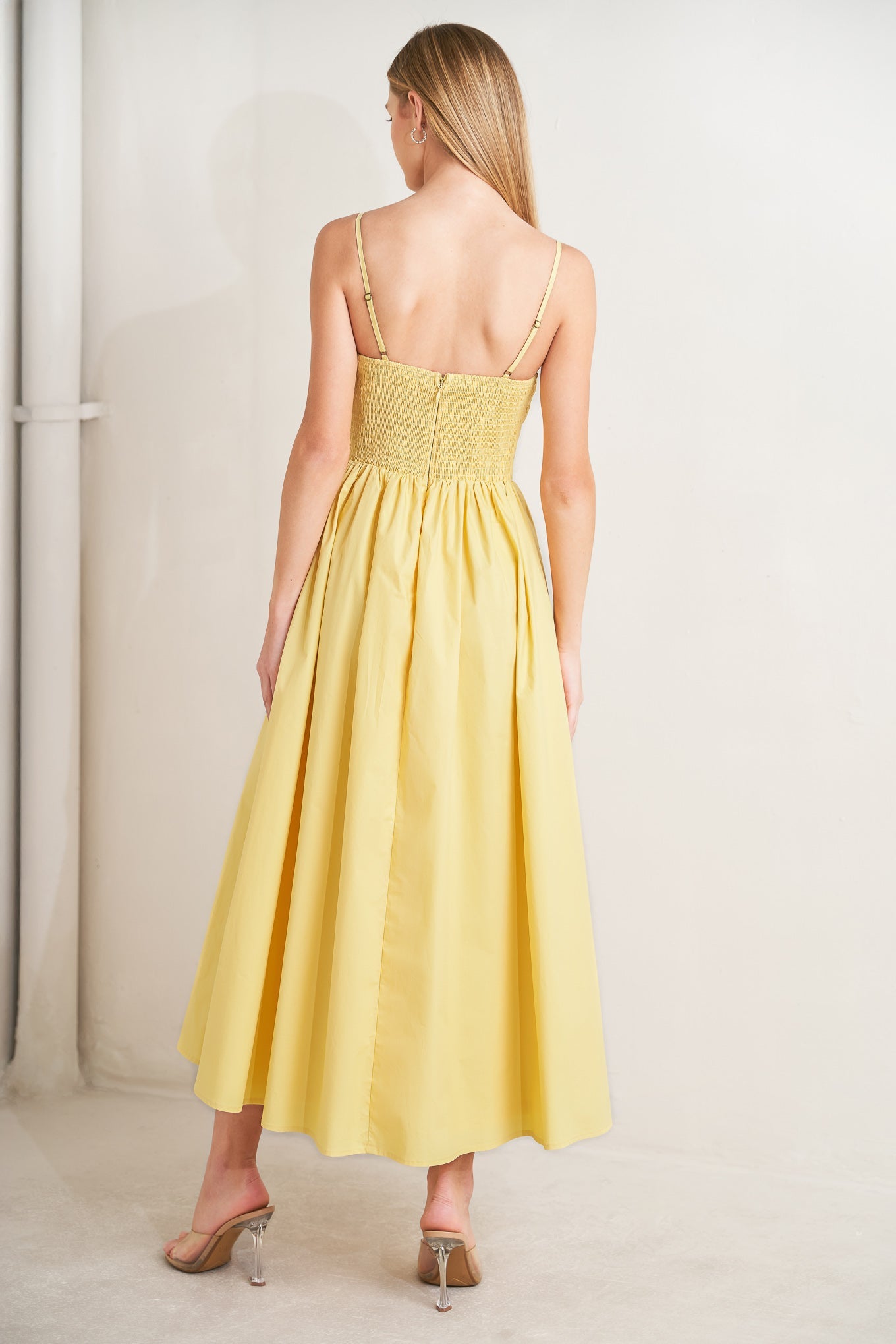 LEMON KISS WOVEN MIDI DRESS