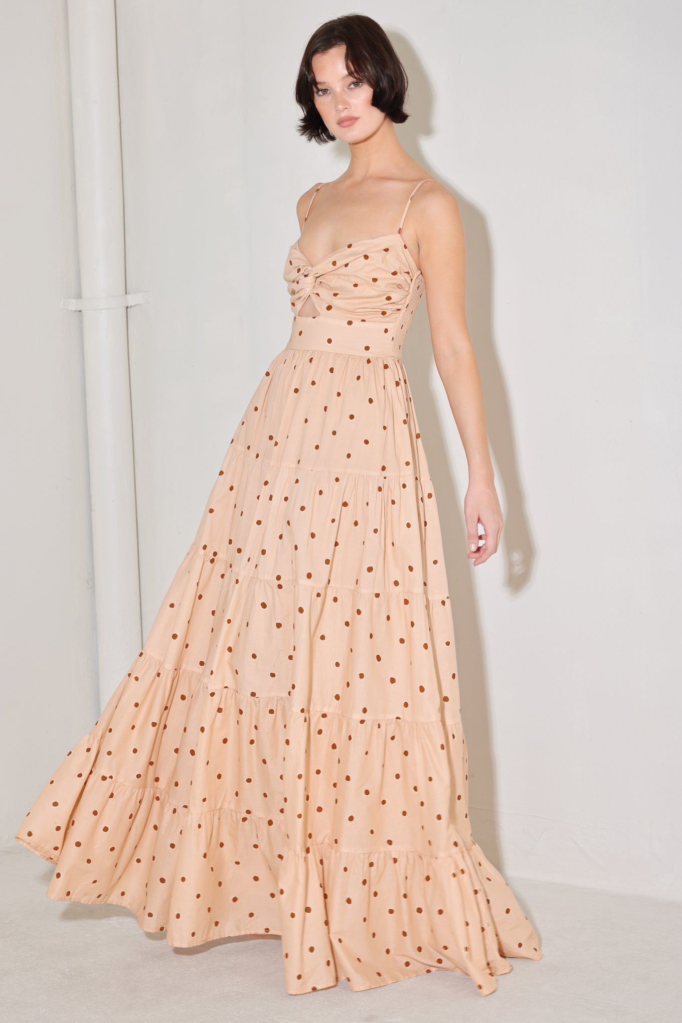 DOTTED DREAM WOVEN MAXI DRESS Flying Tomato