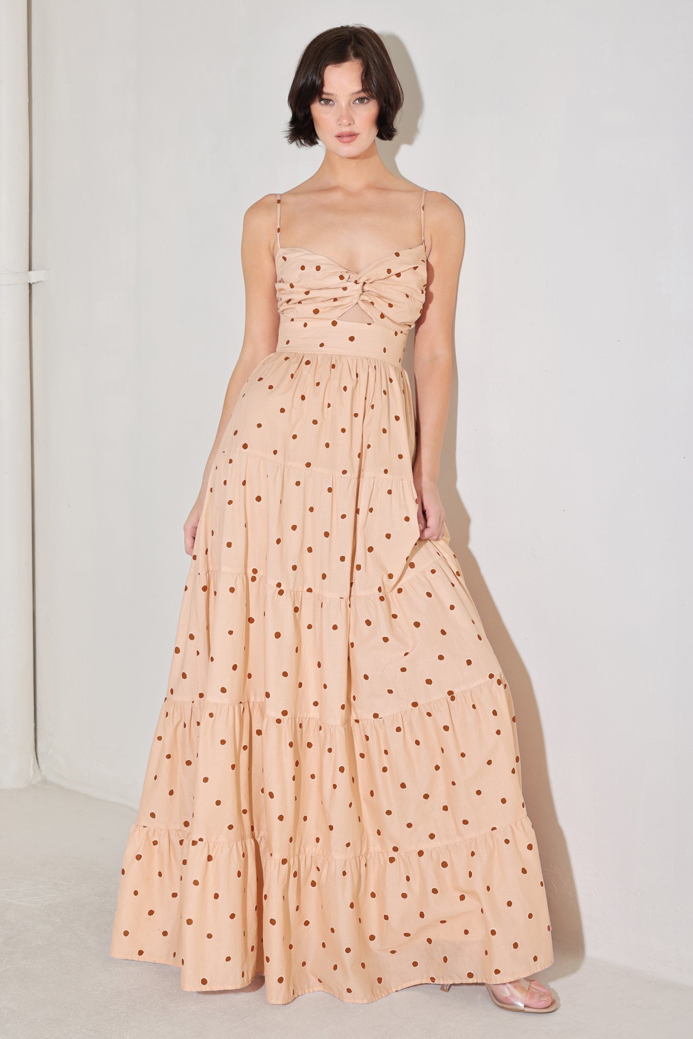 DOTTED DREAM WOVEN MAXI DRESS Flying Tomato