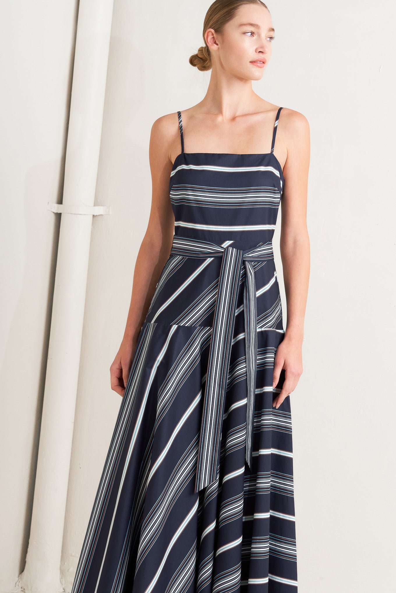 SWEET ESCAPE STRIPE WOVEN MIDI DRESS - Love Salve