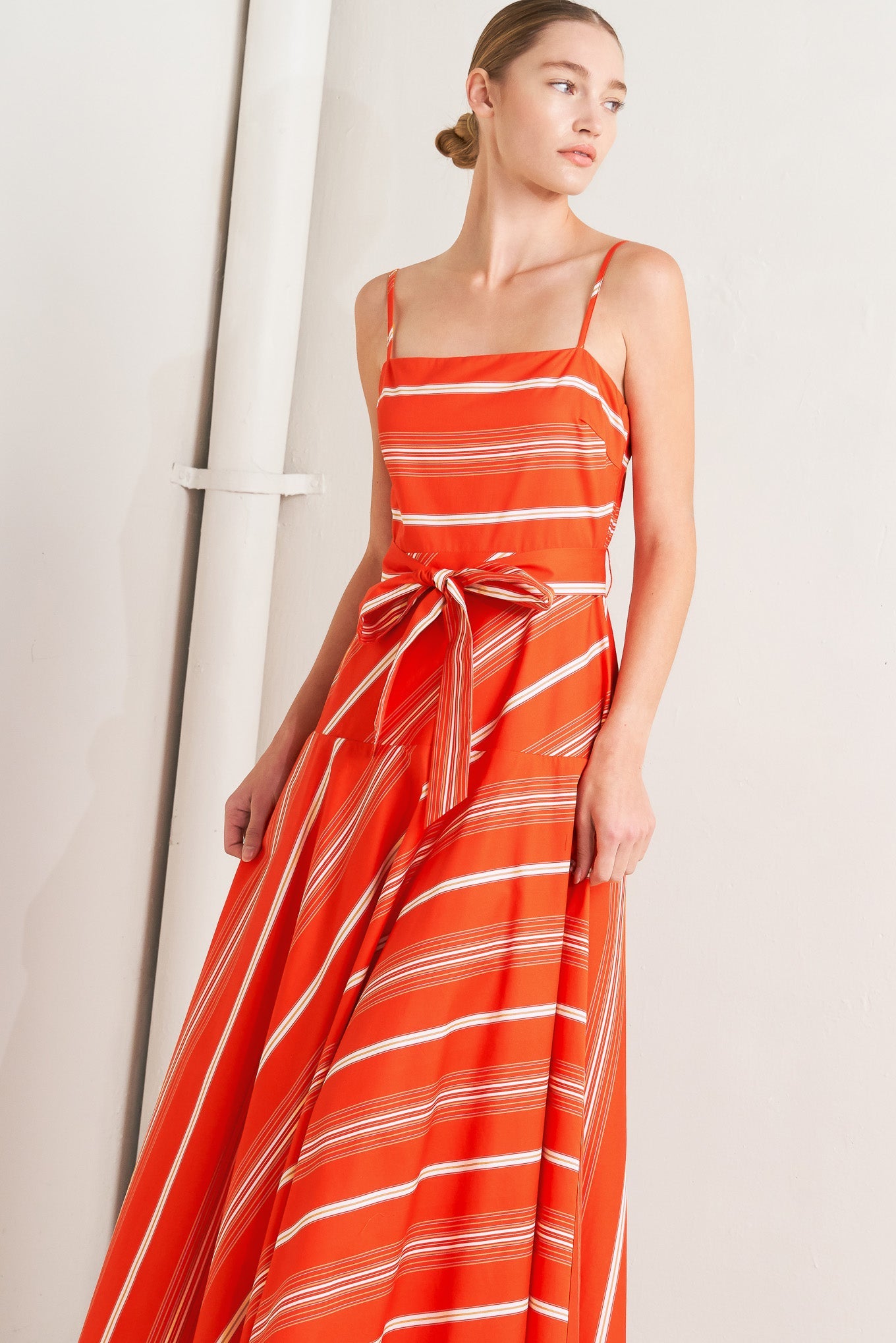 SWEET ESCAPE STRIPE WOVEN MIDI DRESS - Love Salve
