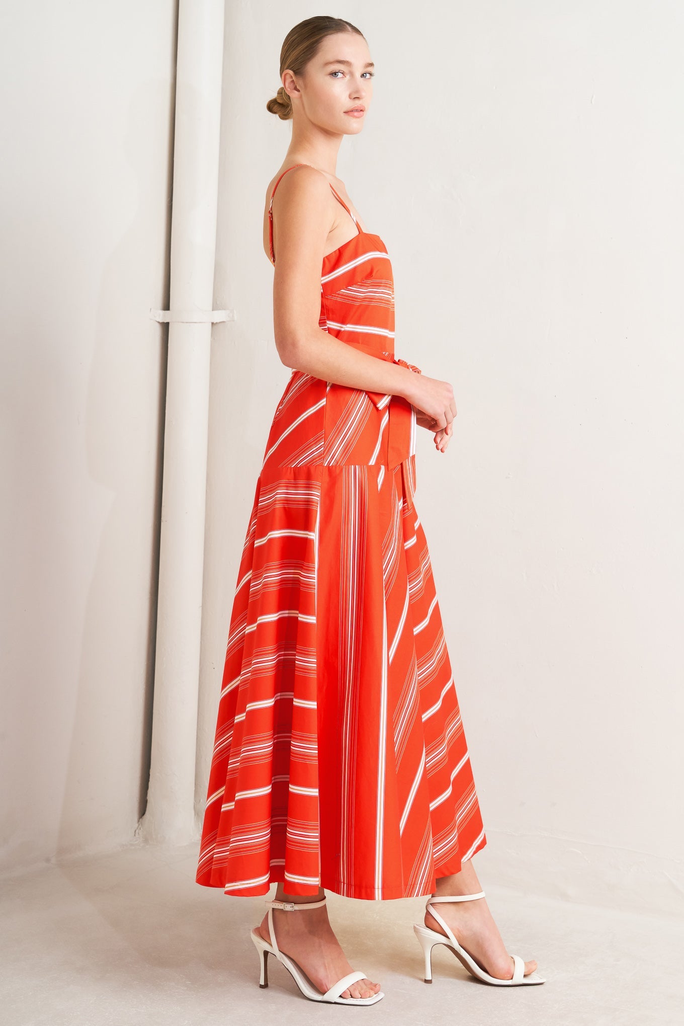 SWEET ESCAPE STRIPE WOVEN MIDI DRESS - Love Salve