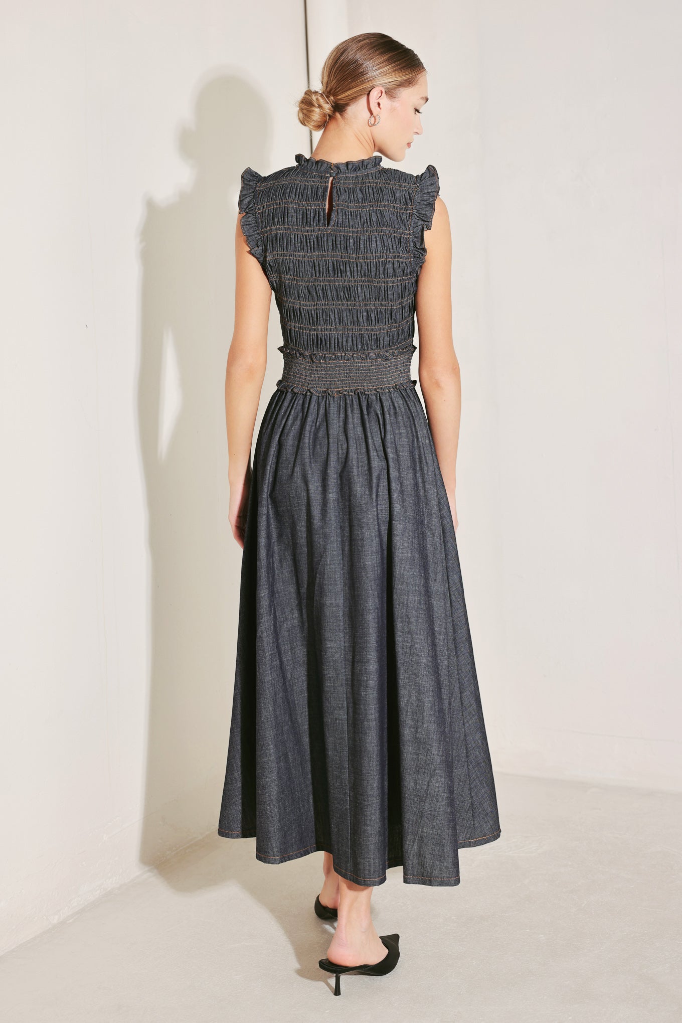 ROMANTIC REVERIE DENIM MIDI DRESS