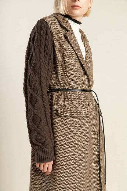 SPLASH OF JOY TWEED SWEATER COMBINATION COAT