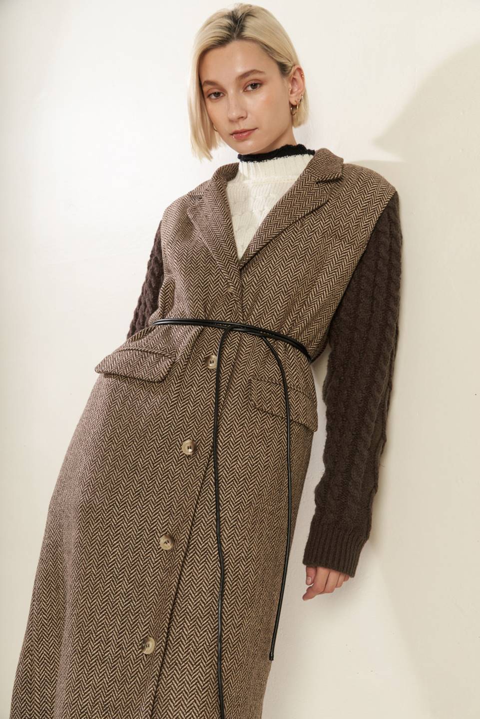 SPLASH OF JOY TWEED SWEATER COMBINATION COAT