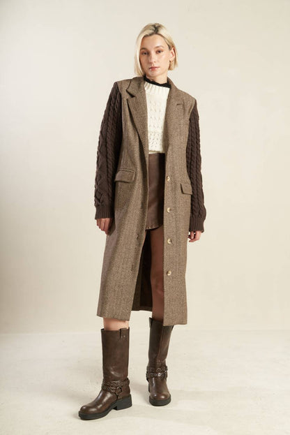 SPLASH OF JOY TWEED SWEATER COMBINATION COAT