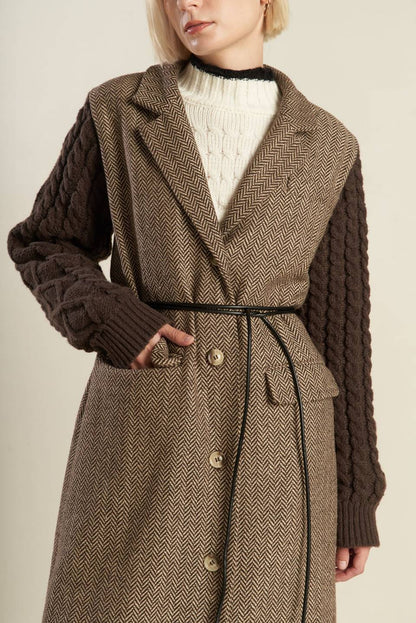 SPLASH OF JOY TWEED SWEATER COMBINATION COAT