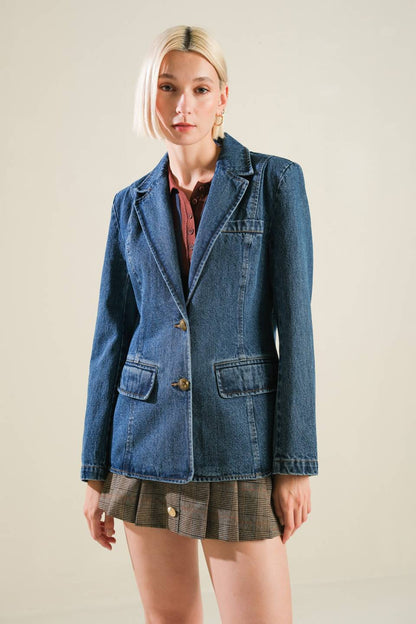 HOT TO GO DENIM BLAZER