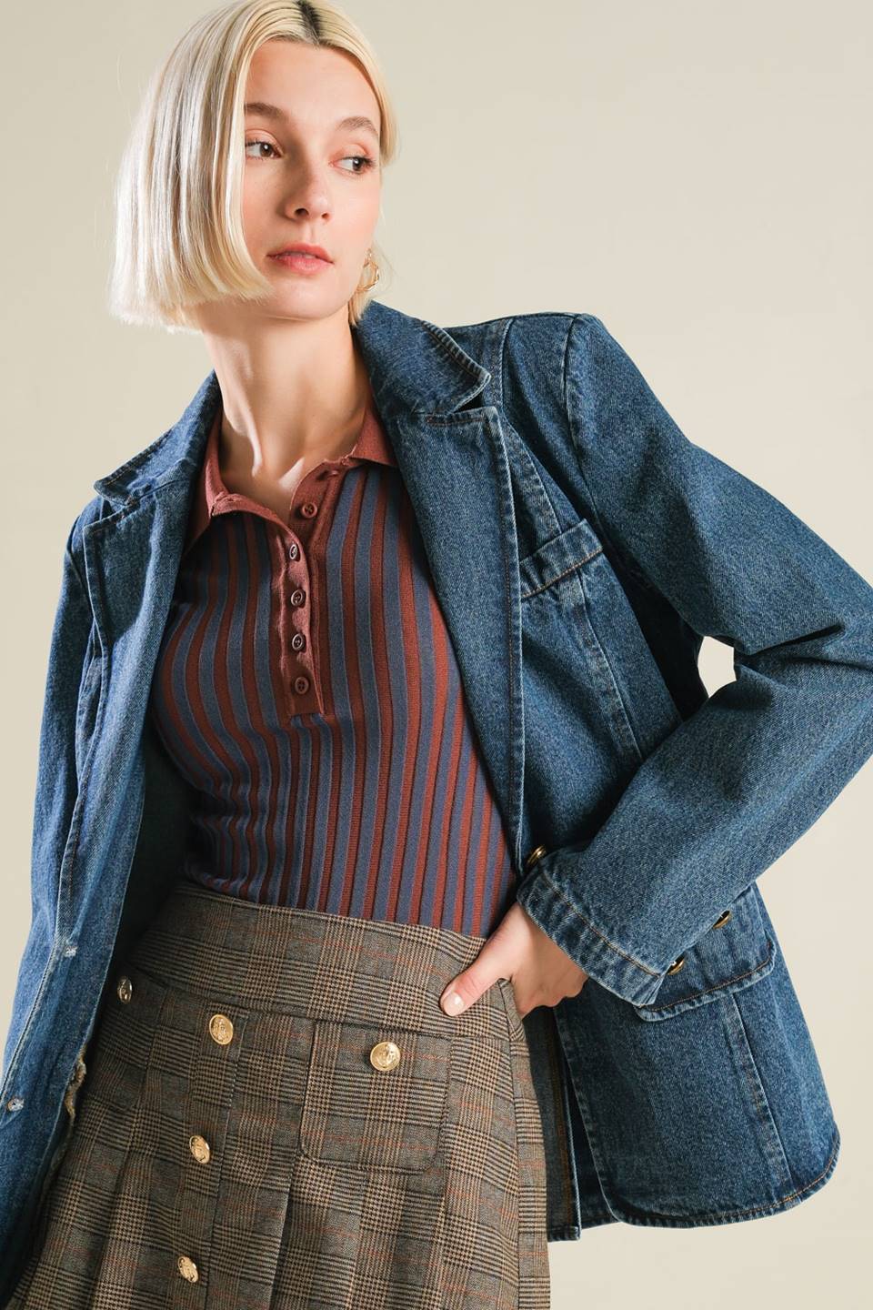 HOT TO GO DENIM BLAZER Flying Tomato