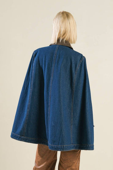 IF THOU MUST LOVE ME DENIM CAPE JACKET