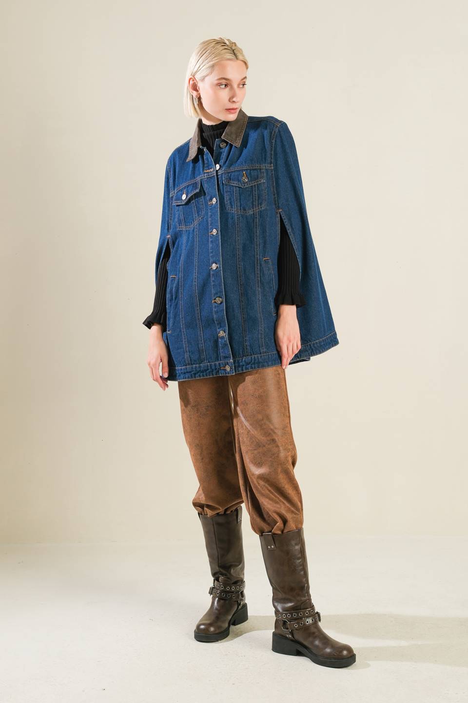 IF THOU MUST LOVE ME DENIM CAPE JACKET Flying Tomato