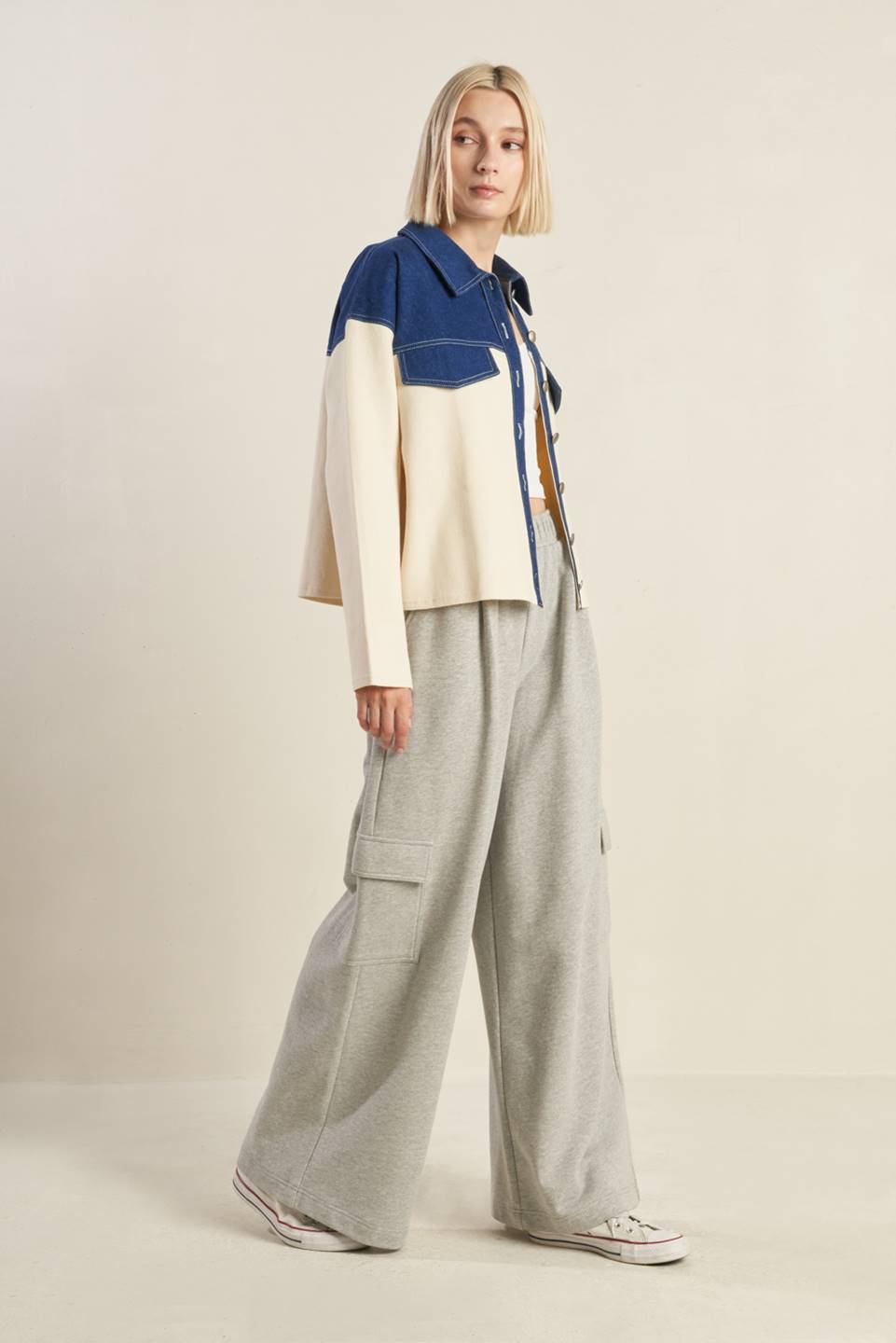 SWEET HARMONY DENIM COMBINATION JACKET Flying Tomato