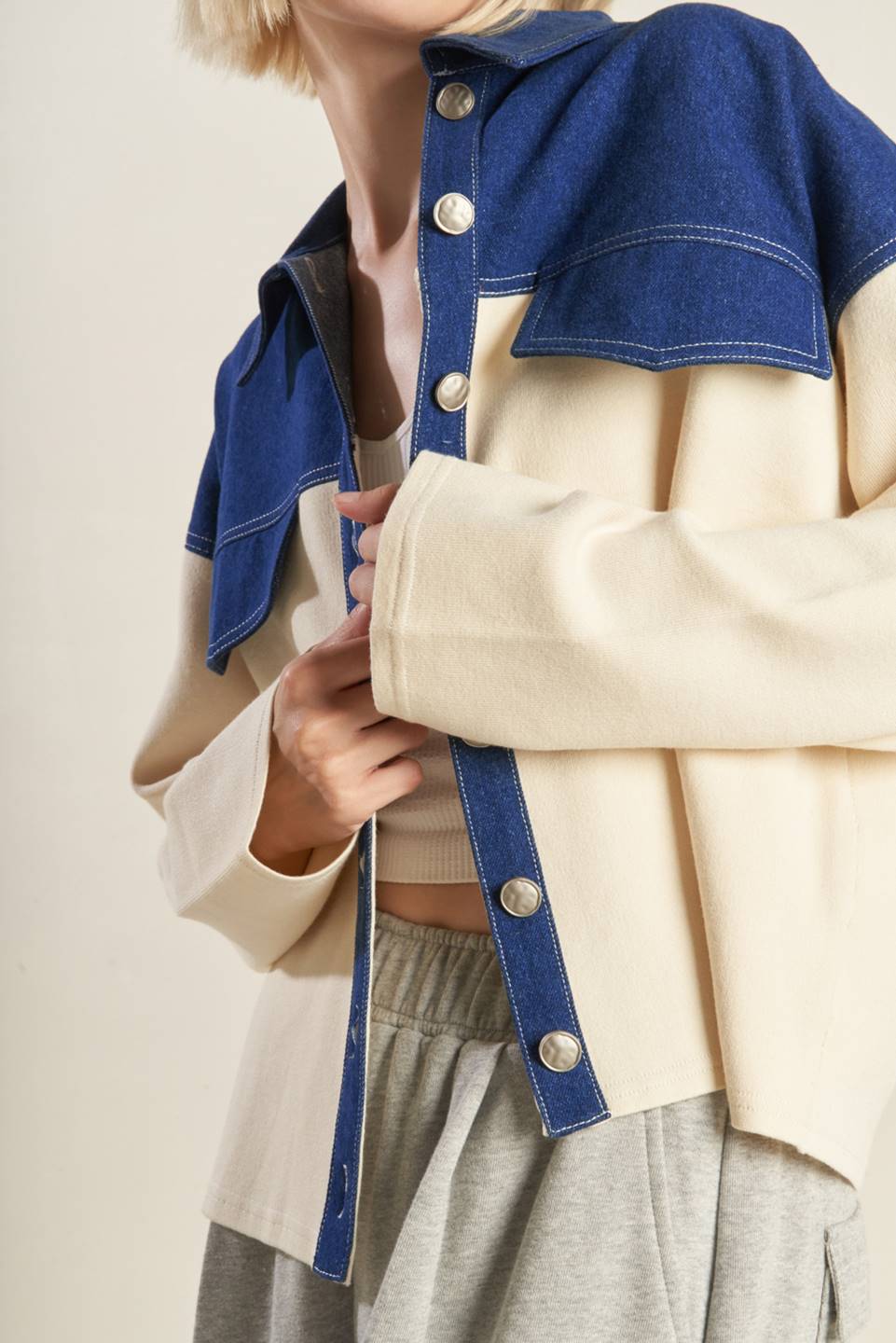 SWEET HARMONY DENIM COMBINATION JACKET Flying Tomato