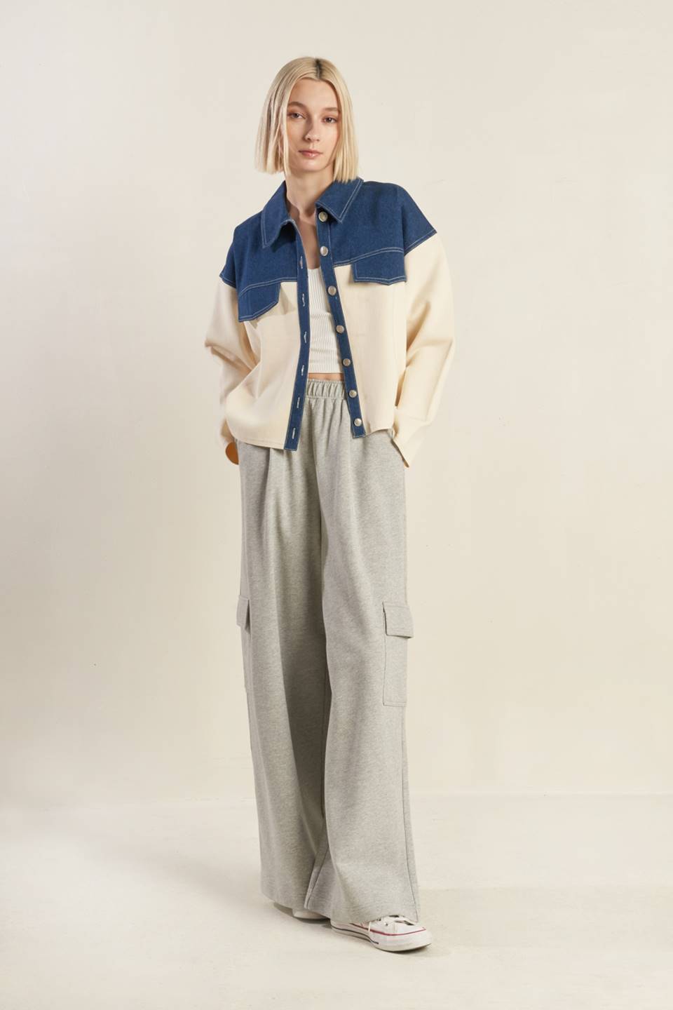 SWEET HARMONY DENIM COMBINATION JACKET Flying Tomato