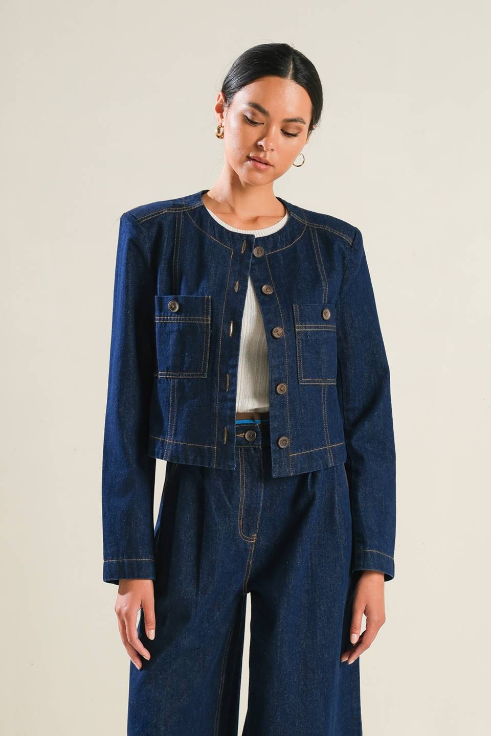 CROPPED CANVAS DENIM JACKET