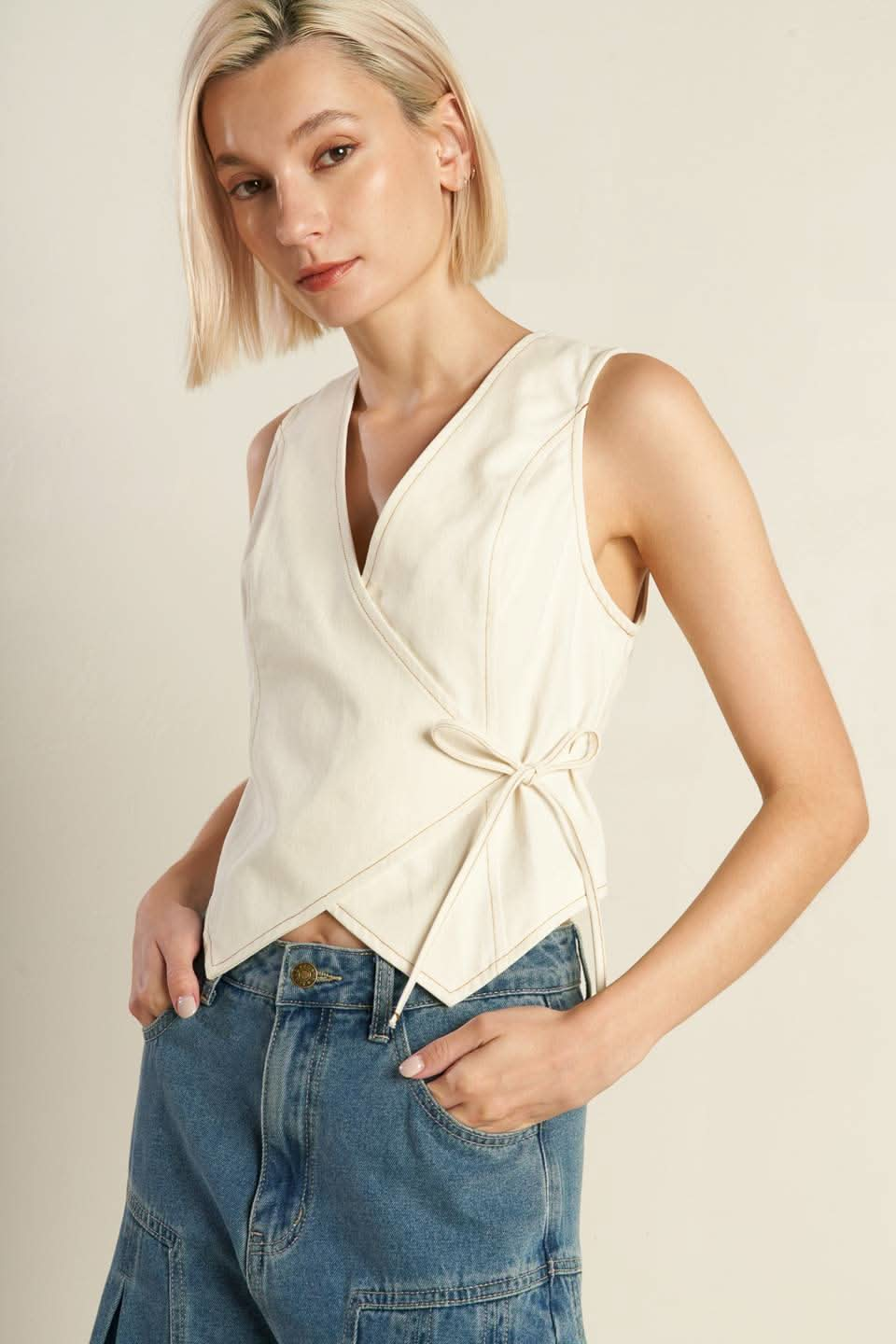 BREEZY TIE-SIDE WOVEN VEST