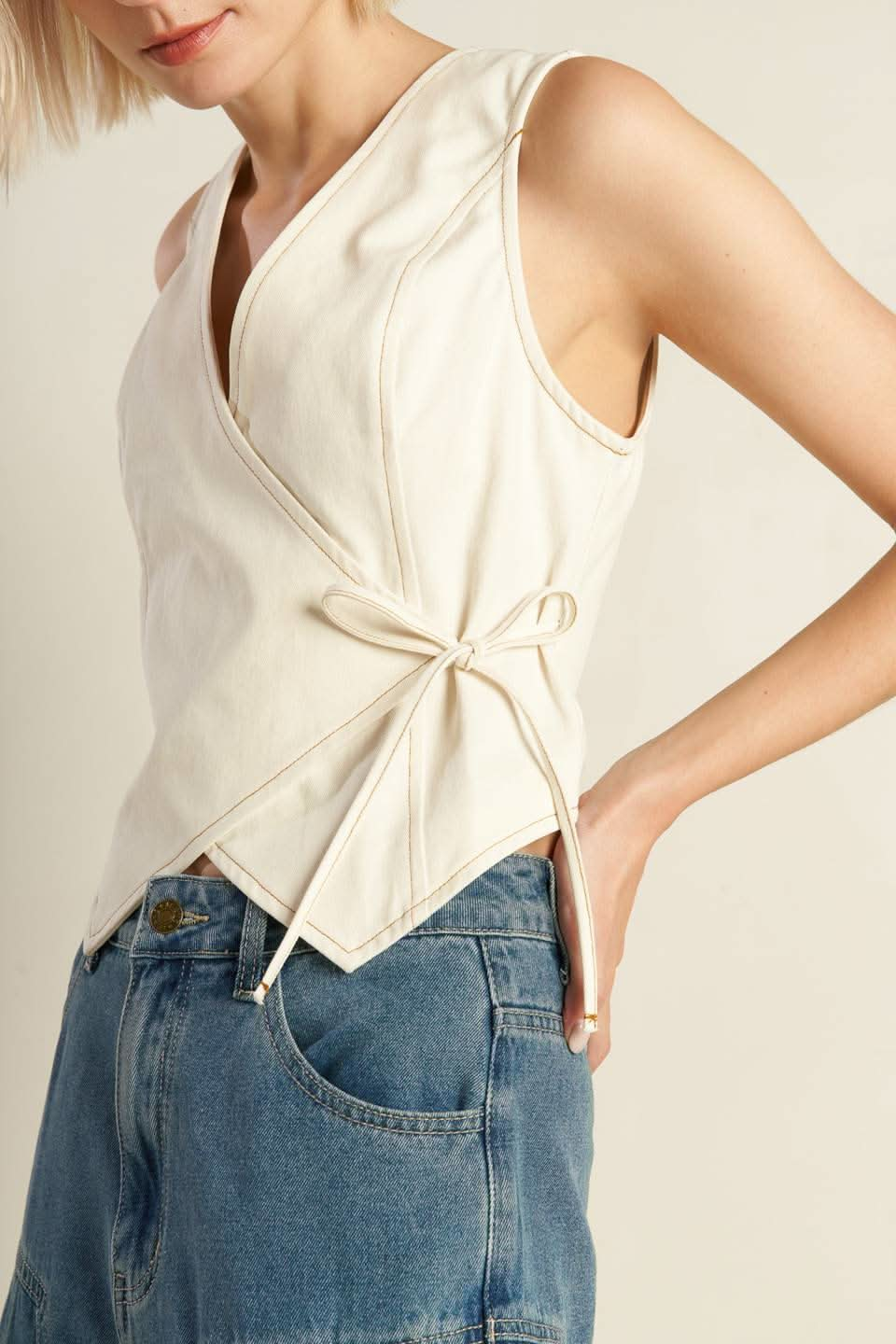 BREEZY TIE-SIDE WOVEN VEST