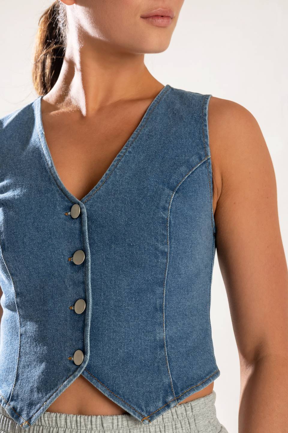 ISLAND DAYDREAMS DENIM VEST Flying Tomato
