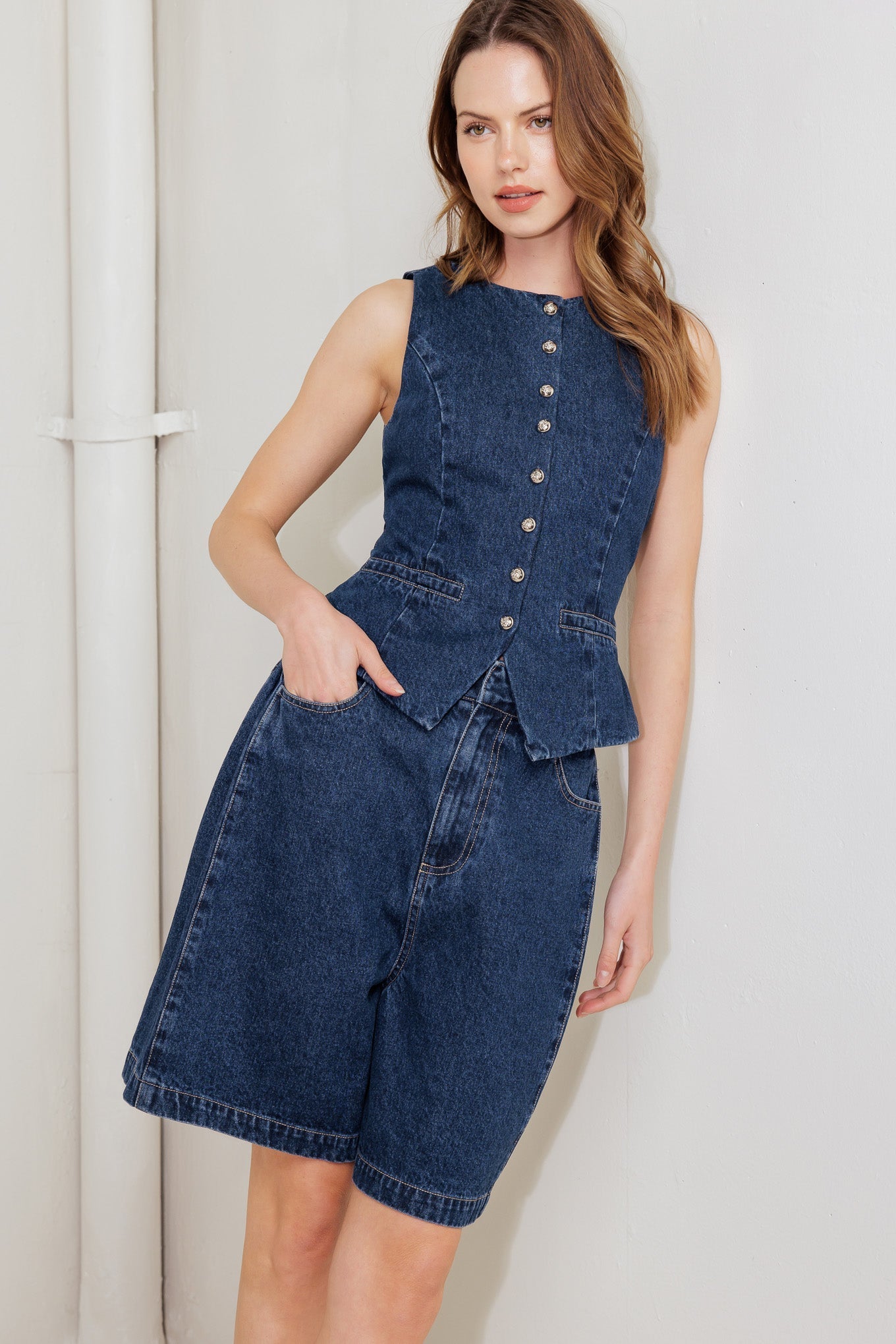 COFFEE PETAL DENIM VEST Flying Tomato