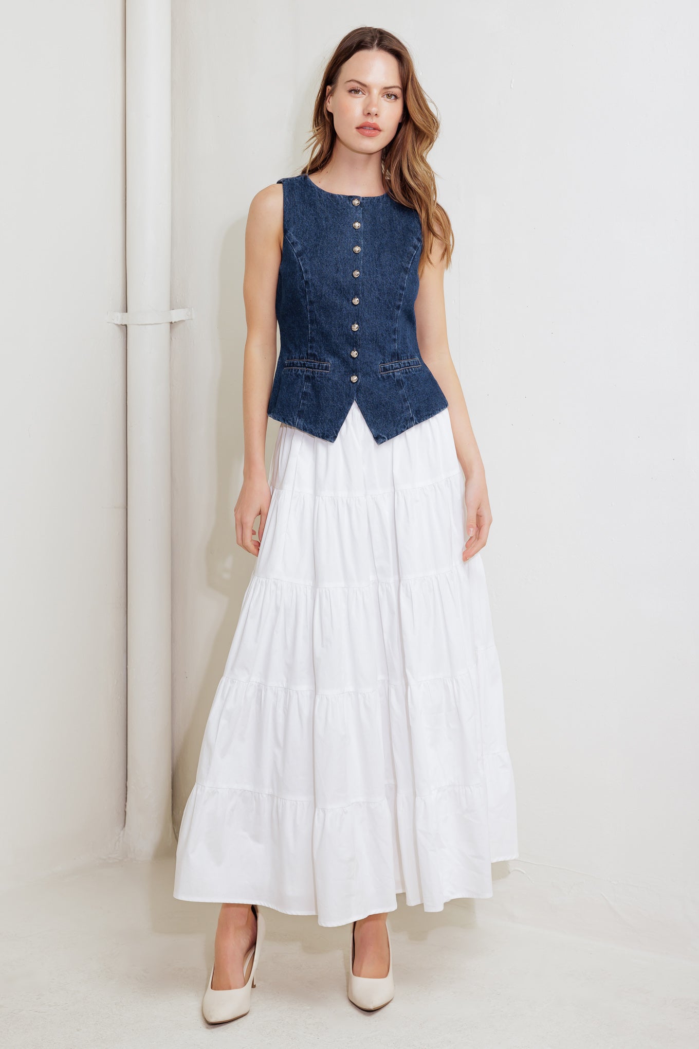 COFFEE PETAL DENIM VEST Flying Tomato