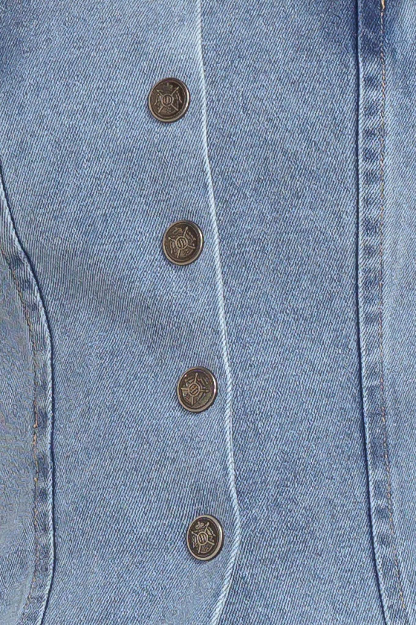 STITCHED SILHOUETTE DENIM TOP Flying Tomato