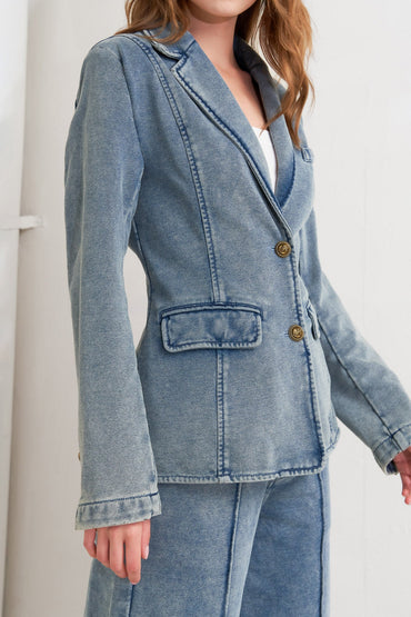 TAILORED FRAME FRENCH TERRY BLAZER