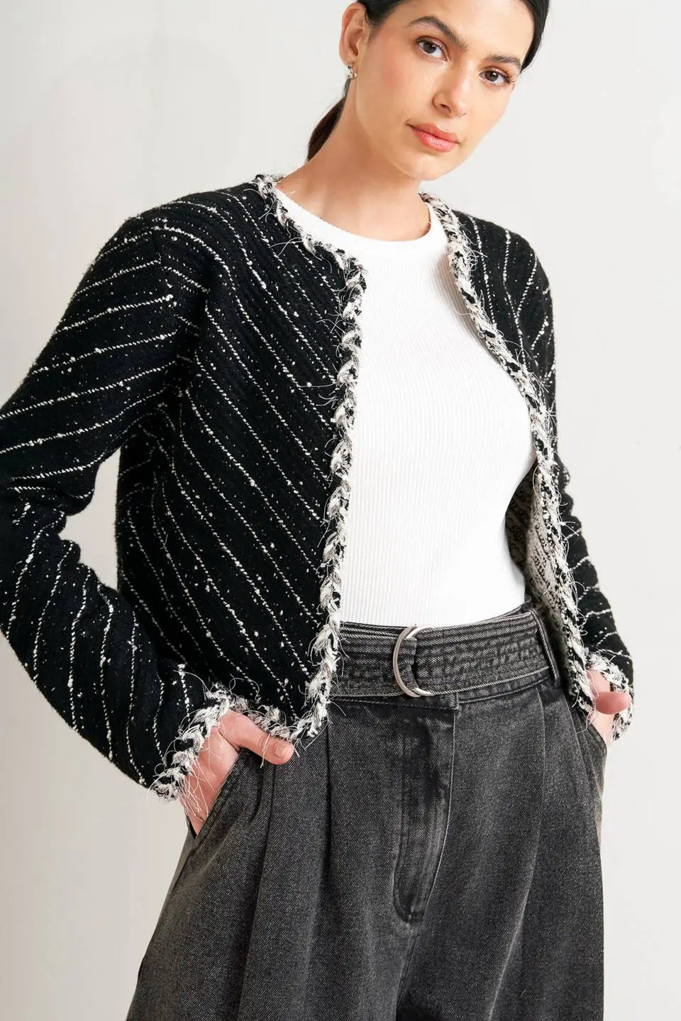 NOIR LINEAR SWEATER KNIT JACKET Flying Tomato