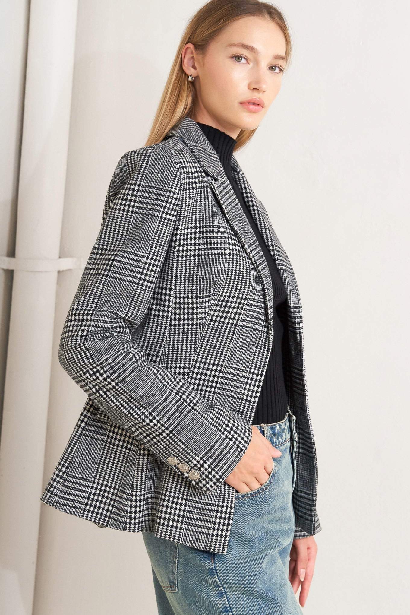 City Checkline Woolen Woven Jacket With Front Closure Flying Tomato