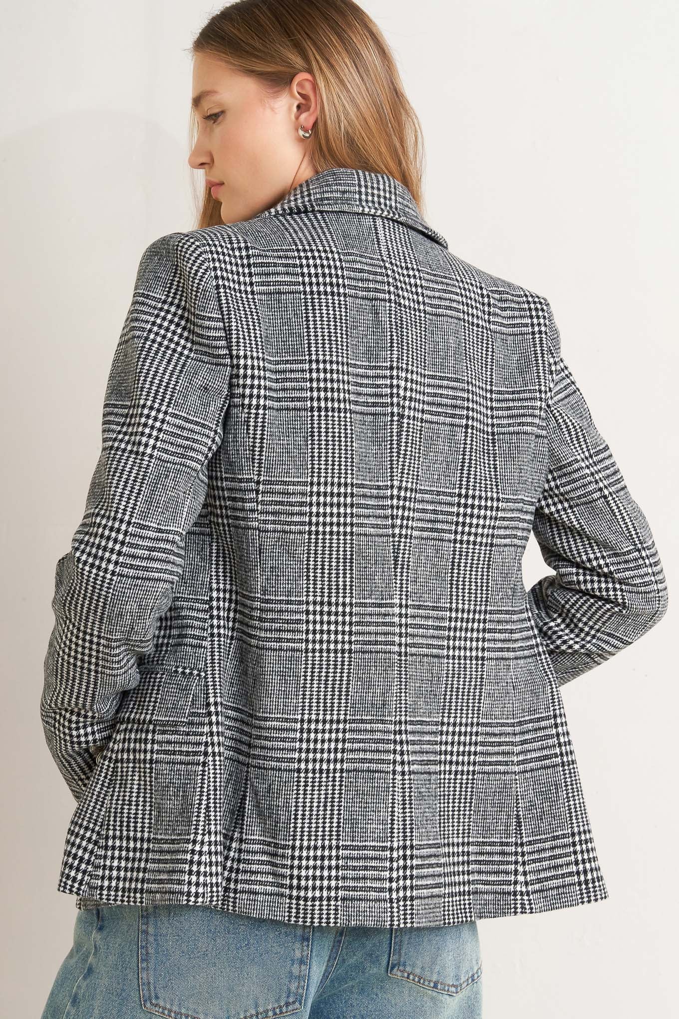 City Checkline Woolen Woven Jacket With Front Closure Flying Tomato