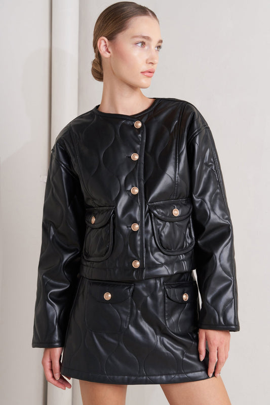 MOTO CHIC FAUX LEATHER JACKET Flying Tomato