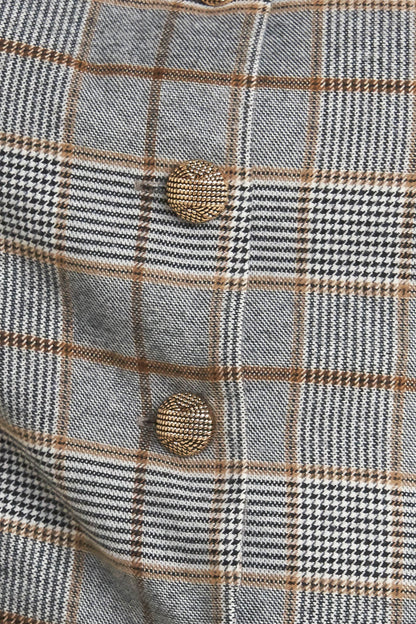 New Age Plaid Woven Vest Front Button Down Sleeveless