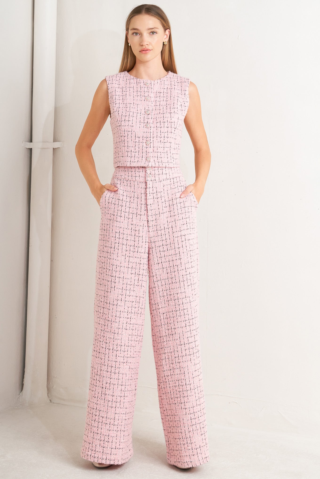 ROSÉ EDGE ENSEMBLE TWEED VEST Flying Tomato