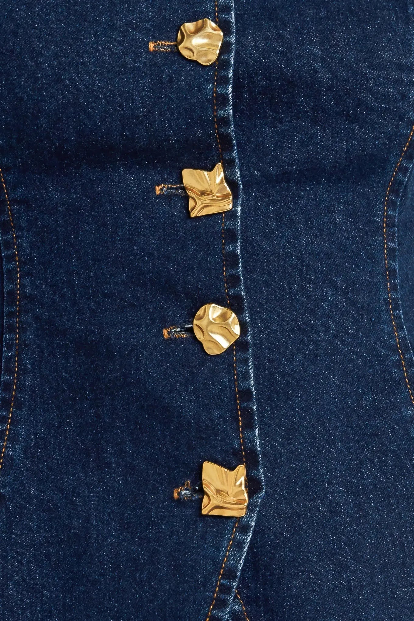 Quiet Luxe Sleeveless Denim Top With Square Neckline Front Button Down Flying Tomato