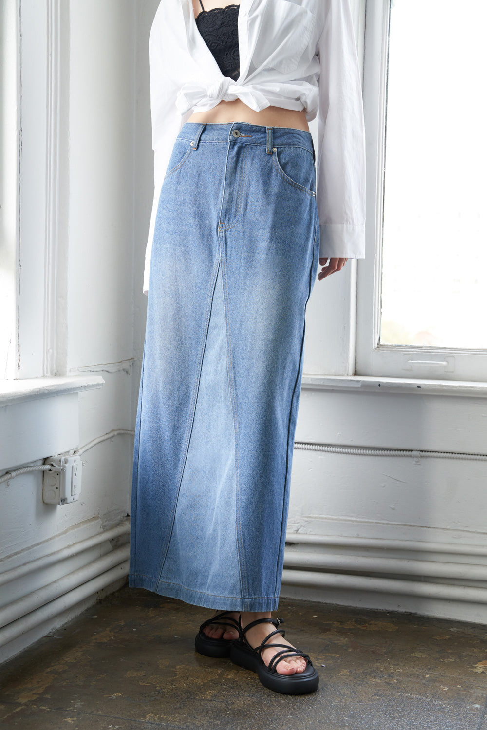A LEAP OF FAITH MIDI DENIM SKIRT Flying Tomato