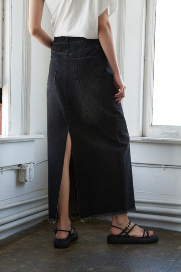 TALK ABOUT BEAUTY DENIM MIDI SKIRT