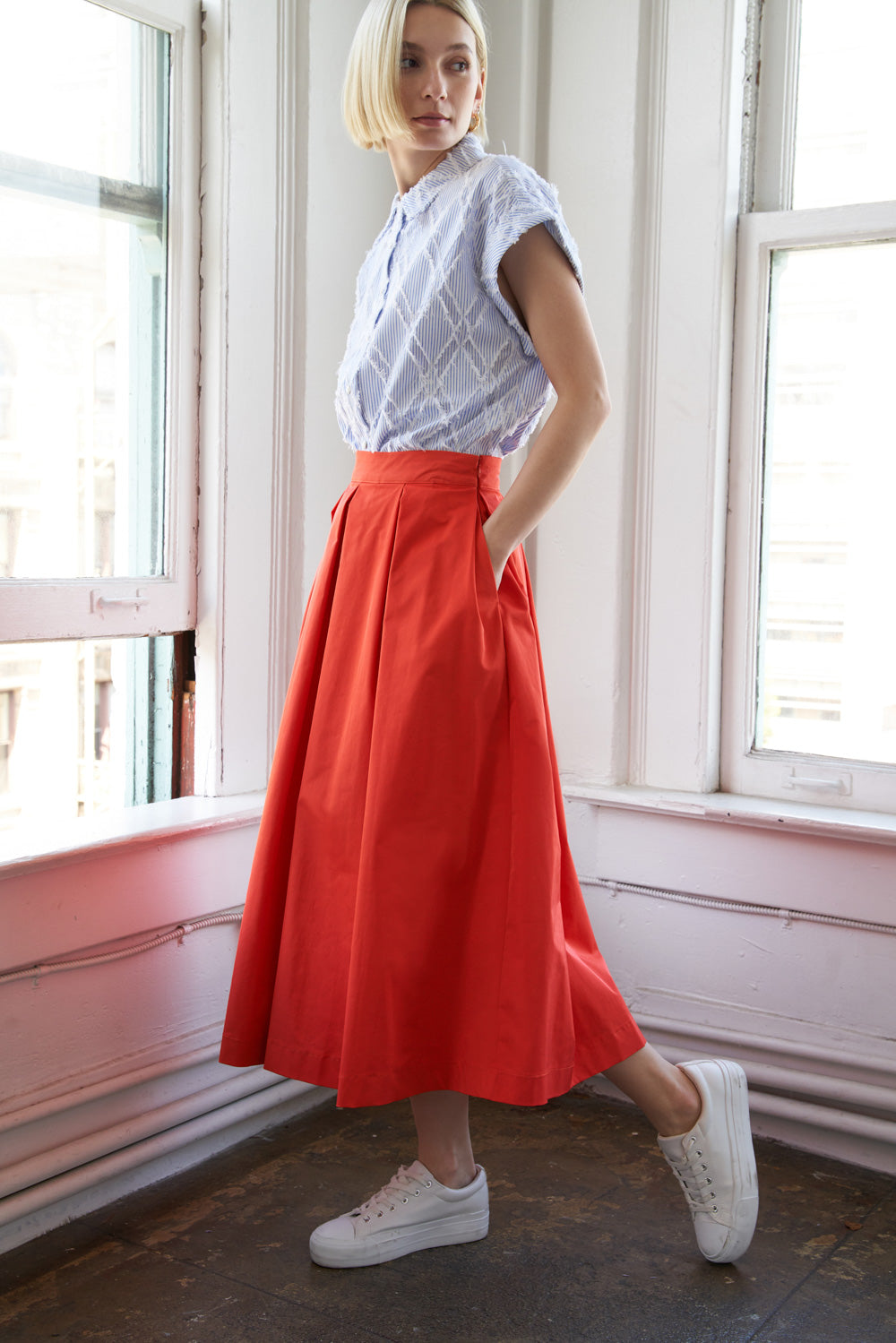 LOVE OF MINE WOVEN MIDI SKIRT Flying Tomato
