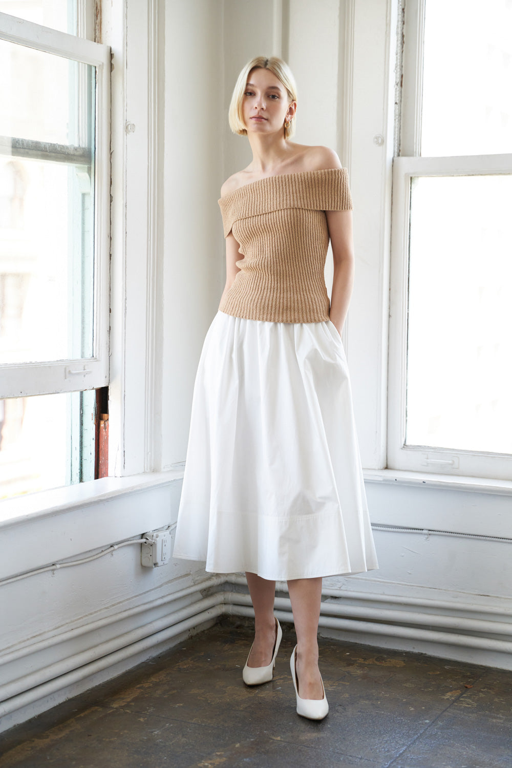 HOLDING ON TIGHT POPLIN MIDI SKIRT Flying Tomato