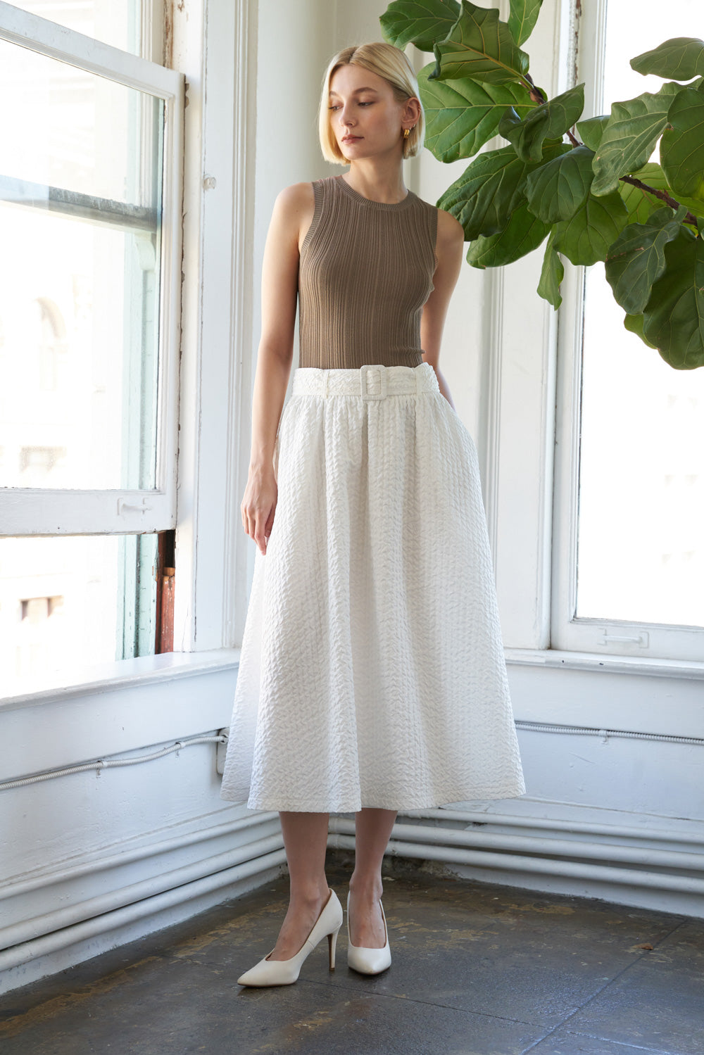 TALK TO THE SAND WOVEN MIDI SKIRT Flying Tomato