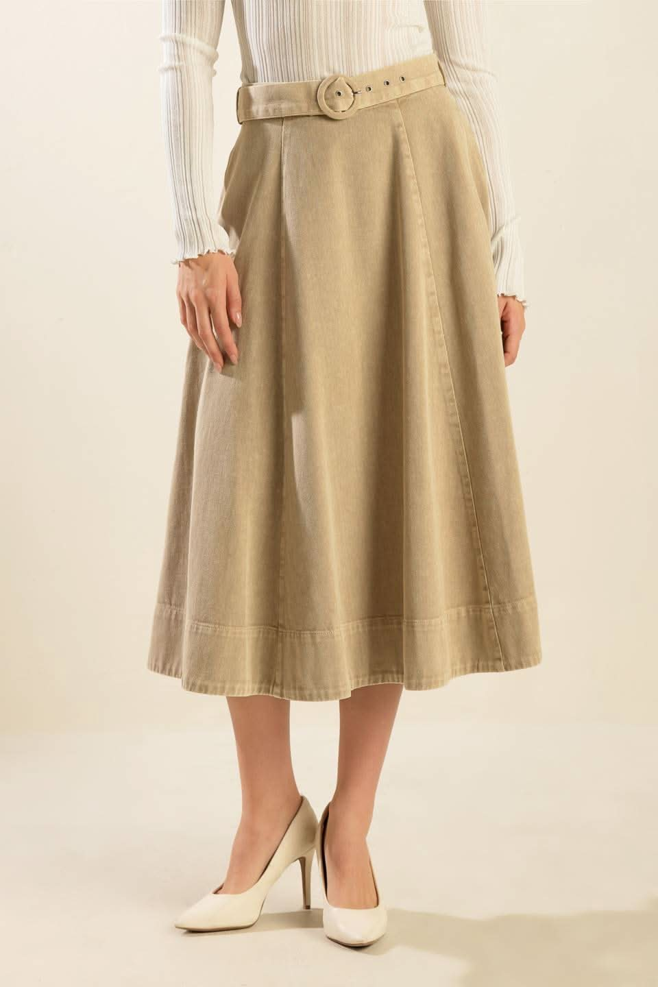 YOU KNOW IT TWILL MIDI SKIRT