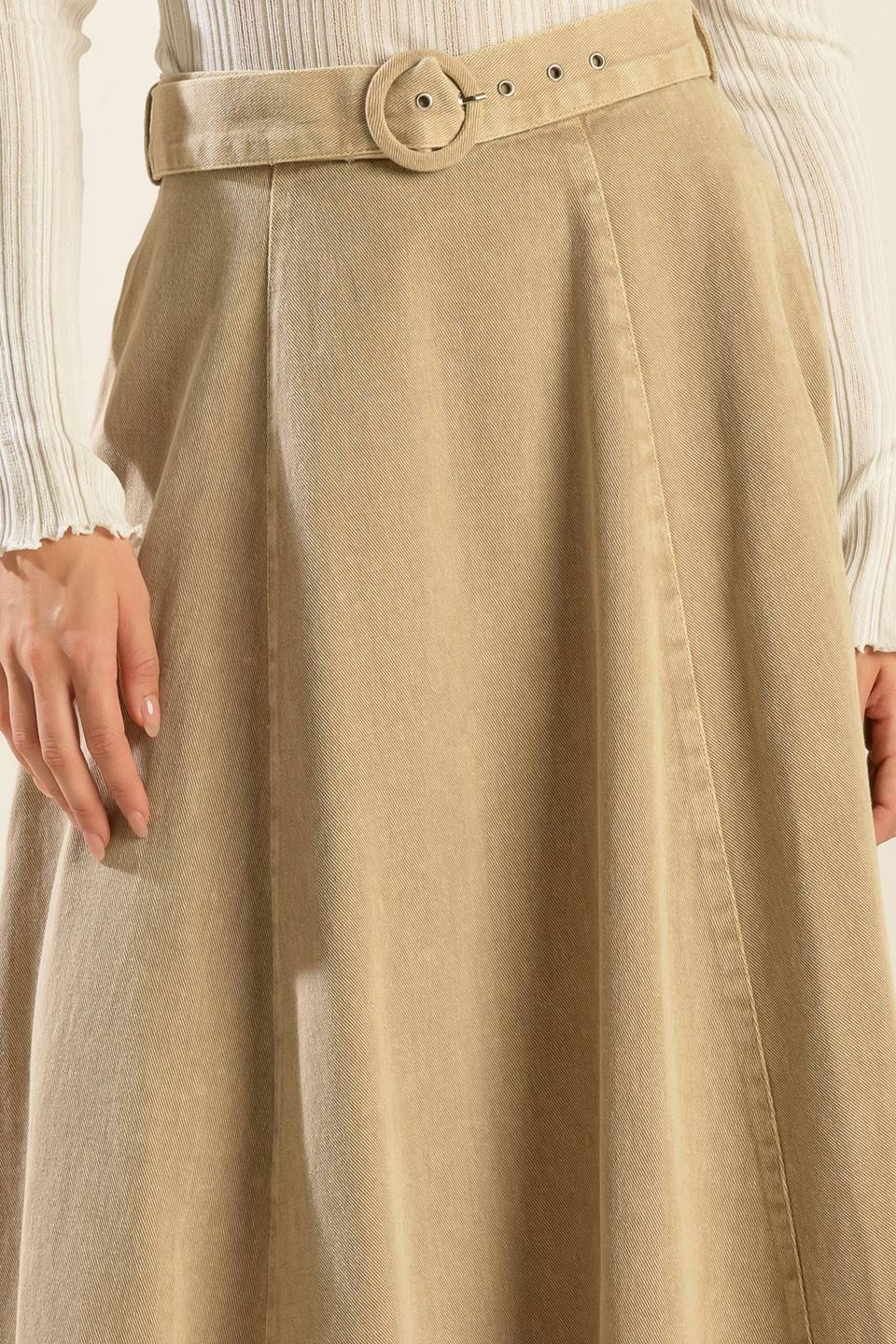 YOU KNOW IT TWILL MIDI SKIRT Flying Tomato