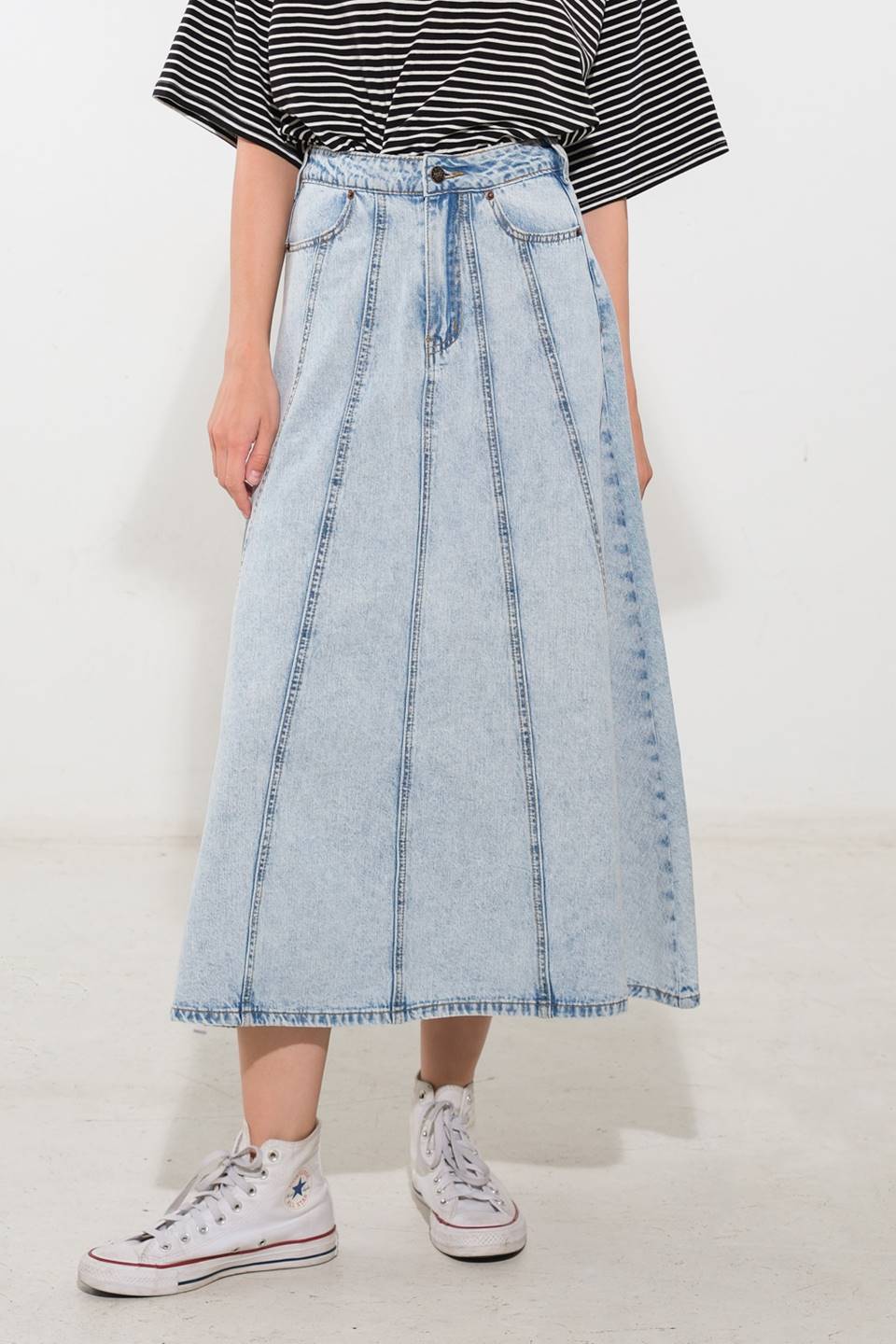URBAN COWGIRL DENIM MIDI SKIRT Flying Tomato