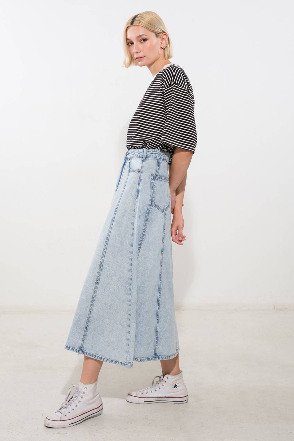 URBAN COWGIRL DENIM MIDI SKIRT Flying Tomato