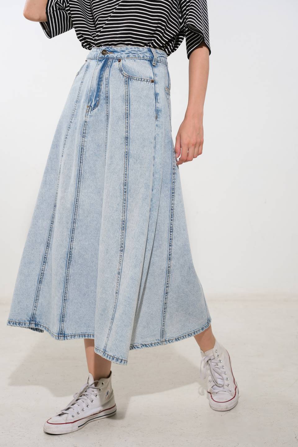 URBAN COWGIRL DENIM MIDI SKIRT Flying Tomato