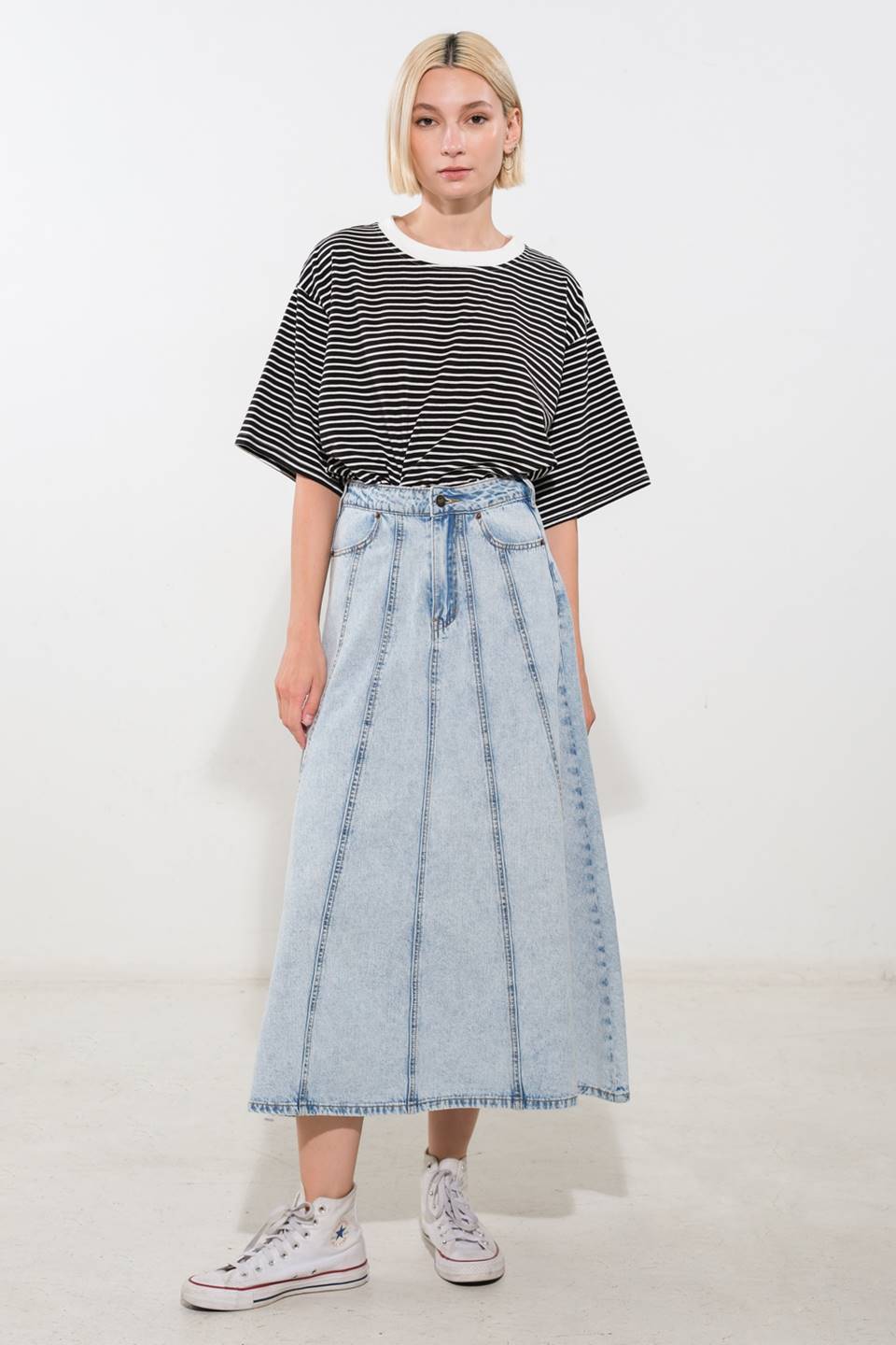 URBAN COWGIRL DENIM MIDI SKIRT Flying Tomato