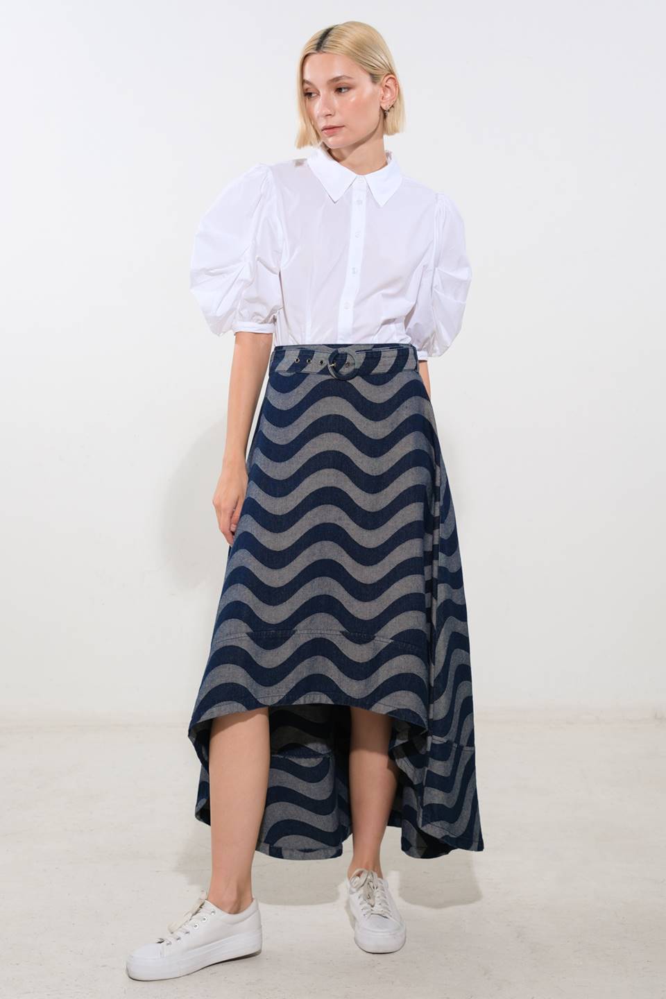 CAN’T BE OUTDONE HI-LO MIDI SKIRT