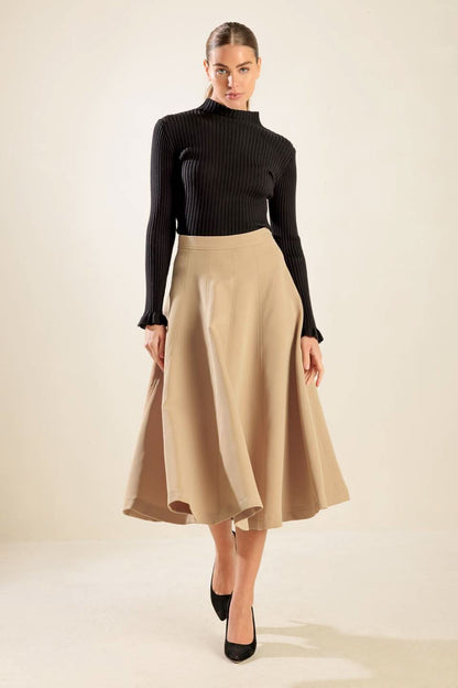 FALLING INTO BLISS WOVEN MIDI SKIRT